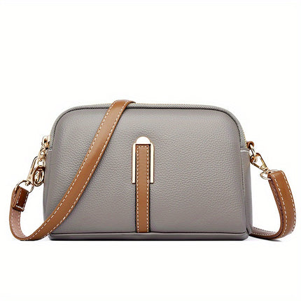 Vintage Litchi Embossed Crossbody Bag