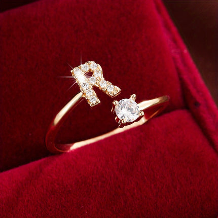 Adjustable Letter Zirconia Copper Ring