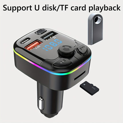 Wireless 5.0 Car Transmitter - Music, Calls & Charging