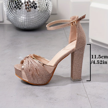 Elegant Champagne Glitter Heels