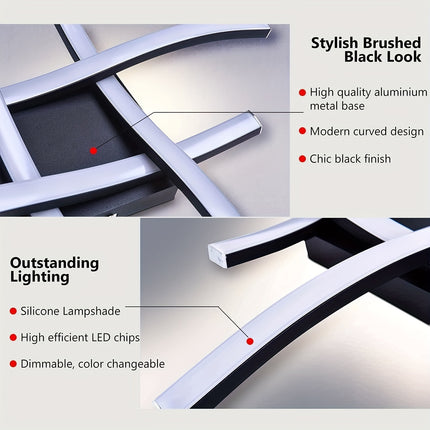 Elegant Curved LED Ceiling Light – Dimmable 28W Lamp