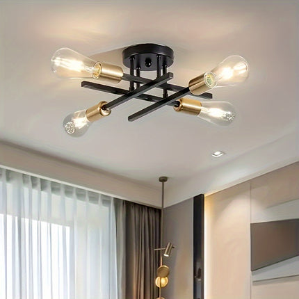 Modern Black Iron Satellite Ceiling Light – Industrial E27/E26 Bulb