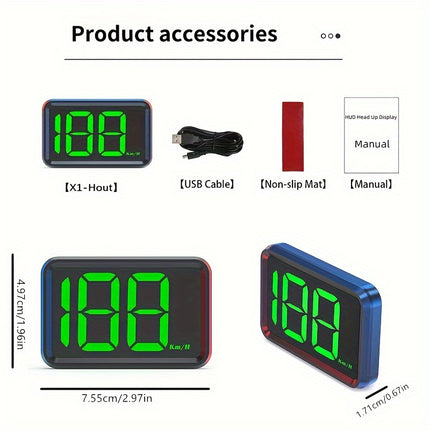Smart HUD Car Speed Display – USB Powered, Universal Fit