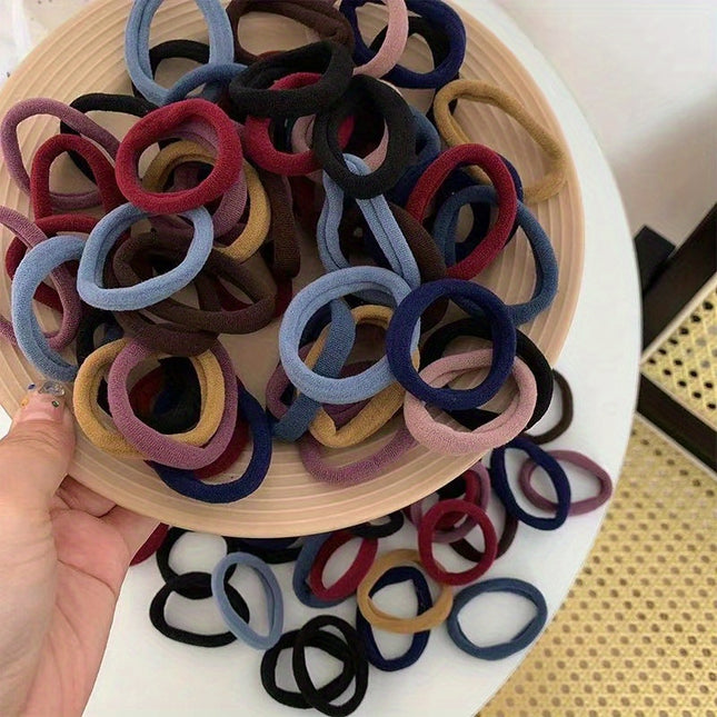 100pcs Colorful Elastic Hair Ties