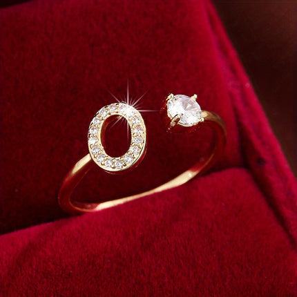 Adjustable Letter Zirconia Copper Ring