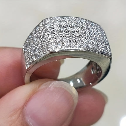 Elegant Pave Design Copper Band Ring