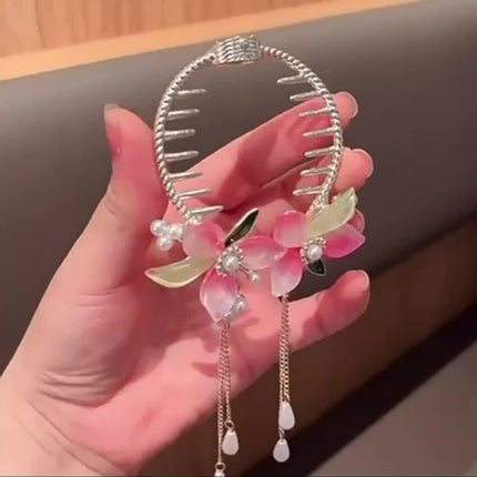 Sweet Flower Tassel Bun Hair Clip – Fairy Style Casual Accessory