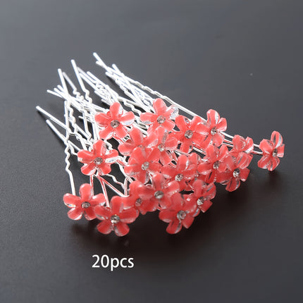 20pcs Rhinestone Flower U Hairpins