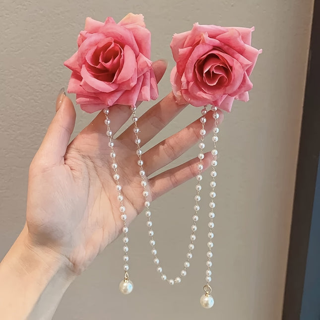 Chic Rose Tassel Hair Clips