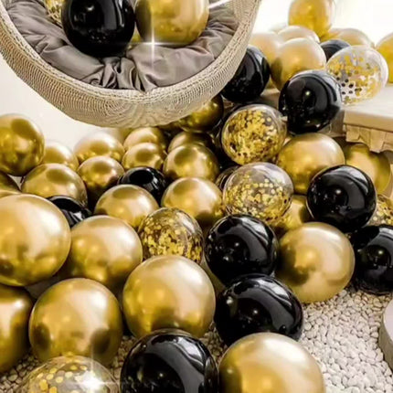 16pcs Black Metallic Sequin Balloons