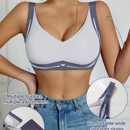 Seamless Color Block Wireless Bra