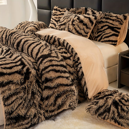 Plush Zebra Print Duvet Set