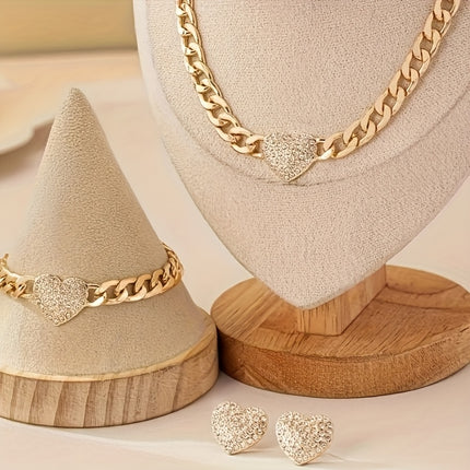 Chic Heart-Shaped Bling Set