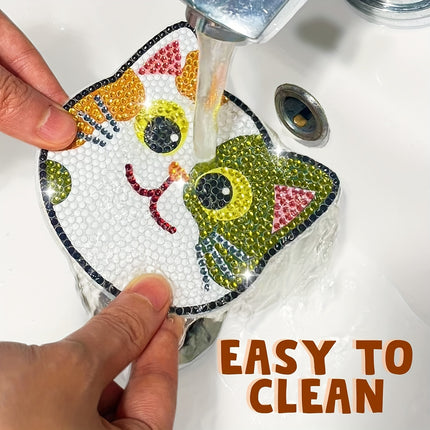 10pcs DIY Diamond Art Cat Coasters