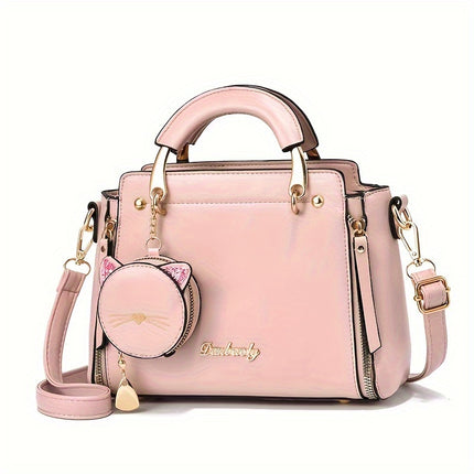 Chic Handbag with Cat Charm
