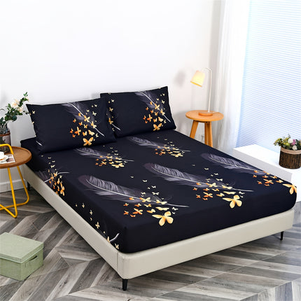 Geometric Star Print 3pcs Bedding Fitted Sheet Set