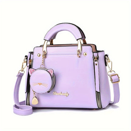 Chic Handbag with Cat Charm