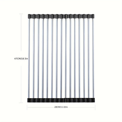 WONGIRL Stainless Steel Roll-Up Dish Drying Rack - Foldable