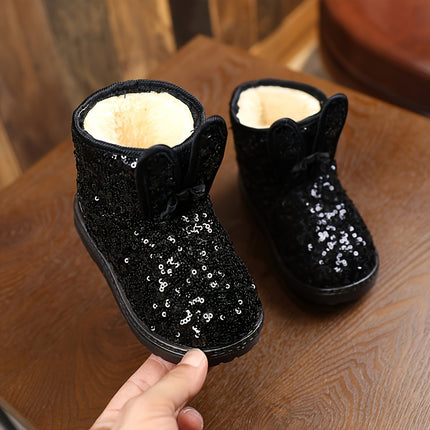Cute Snow Boots with Sequin Bunny Ears