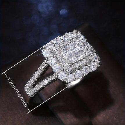 Iced Out Square Zirconia Wedding Ring