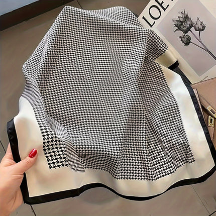 Elegant Houndstooth Silk Scarf