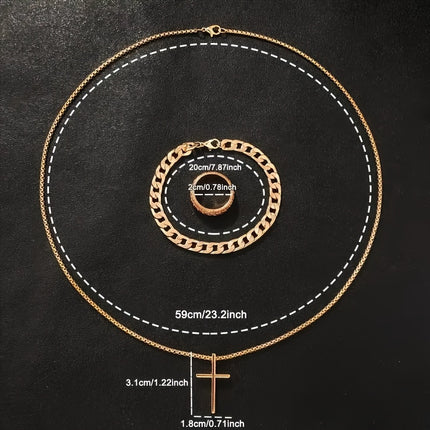 Men's Cross Faith Pendant Jewelry Set
