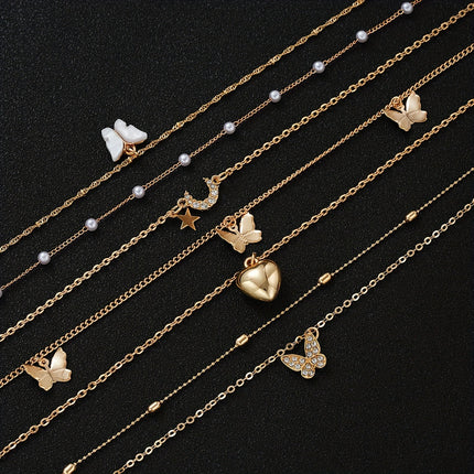 11pcs Faux Pearl & Rhinestone Necklace Set