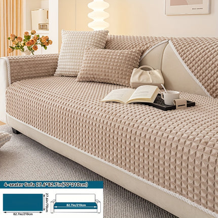 Plaid Plush Sofa Cover - Warm, Soft, Pet-Friendly Protector