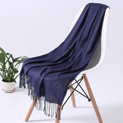 Elegant Plain Color Tassel Scarf