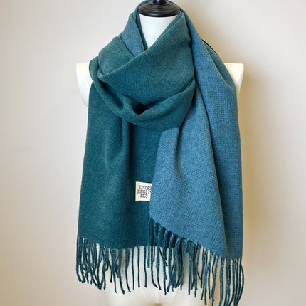 Double-Sided Two-Color Tassel Scarf