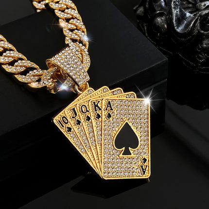 1pc Poker Pendant + Cuban Chain