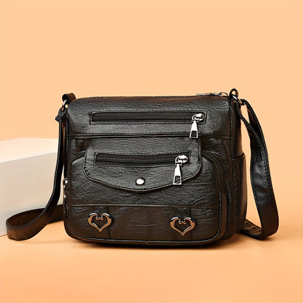 Retro Heart Decor Crossbody Bag