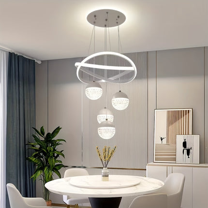 Modern LED Ceiling Light – 4 Acrylic Ball Pendants, Dimmable