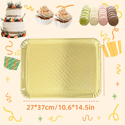 Elegant 10pcs Golden Foil Cake & Dessert Trays Set