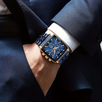 Luxury Blue Rectangle Quartz Watch