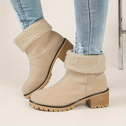 Elegant Fur-Trim Ankle Boots