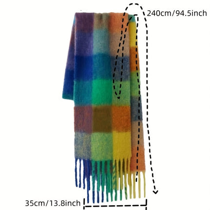 Boho Rainbow Tassel Chunky Scarf