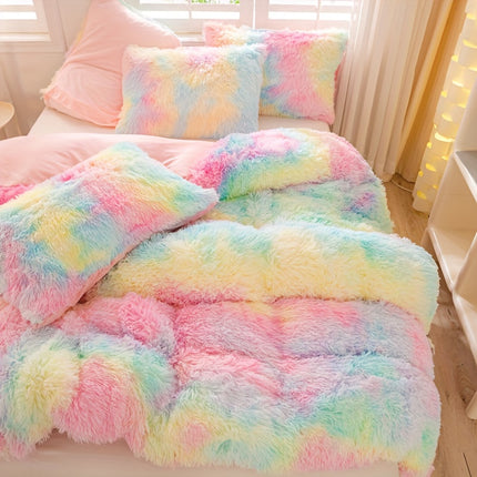 3pcs Tie-Dye Plush Duvet Set – Soft Winter Comfort
