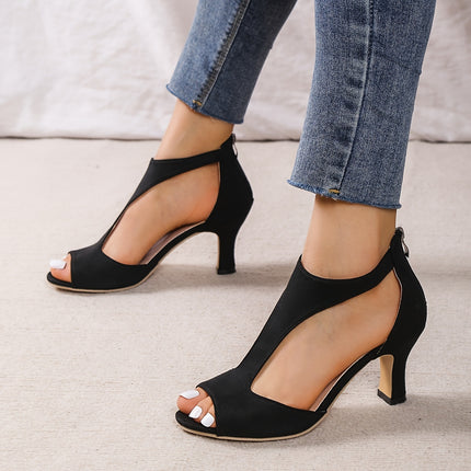 Peep Toe T-Strap High Heels