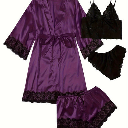 Elegant Satin Lace Lounge Set