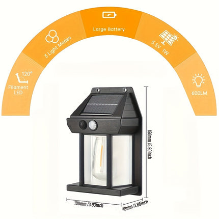 Solar-Powered LED Wall Sconce with Motion Sensor - Outdoor Lighting