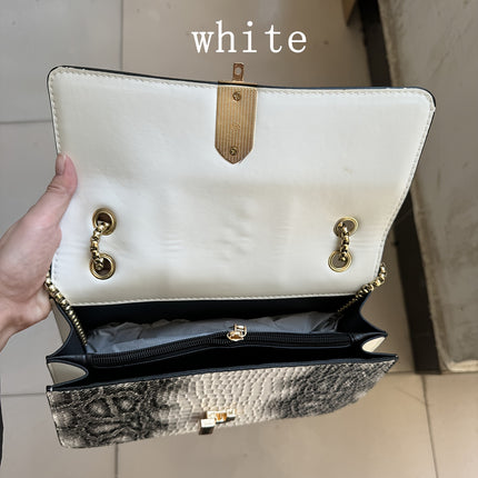 Vintage Snake Print Chain Shoulder Bag