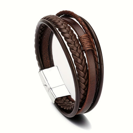 European & American Faux Leather Woven Bracelet