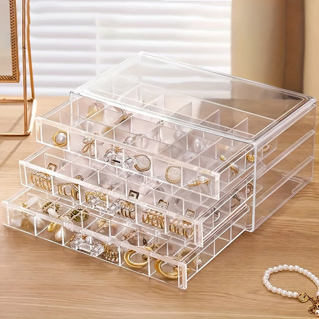 3-Layer Jewelry Organizer with 72 Compartments