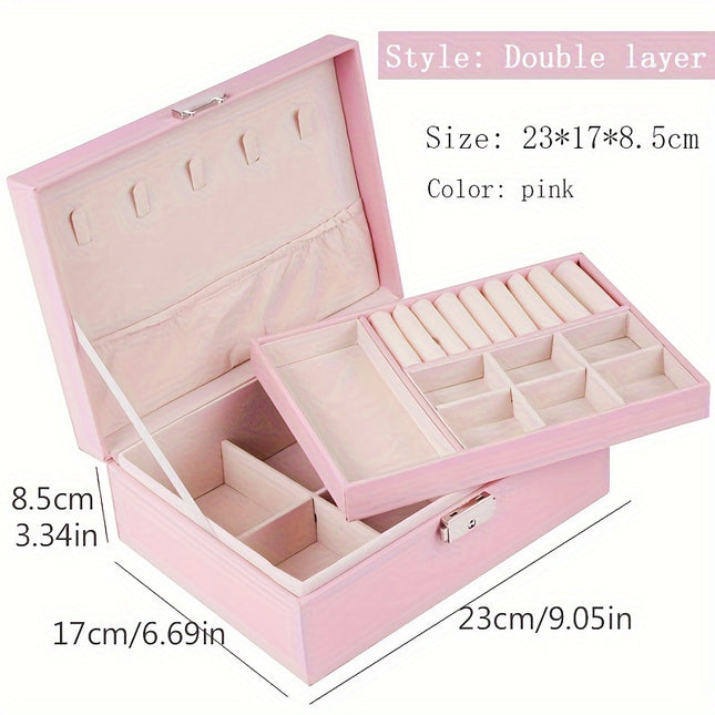 Double-Layer Faux Leather Jewelry Organizer