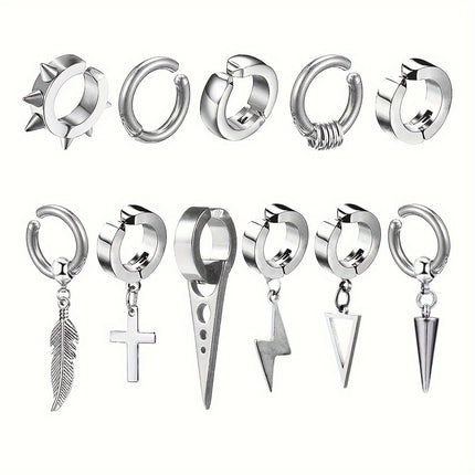 11pcs Punk Non-Piercing Ear Clip Set
