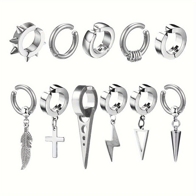 11pcs Punk Non-Piercing Ear Clip Set