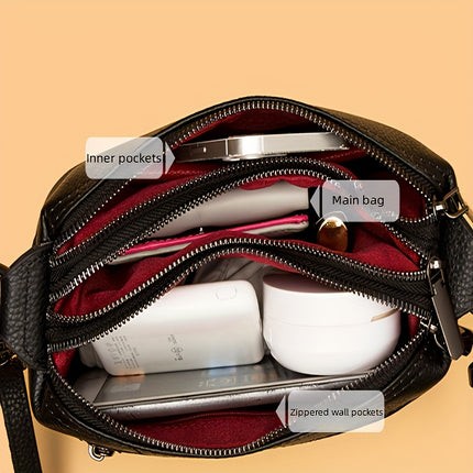 Chic Red Leather Crossbody Bag