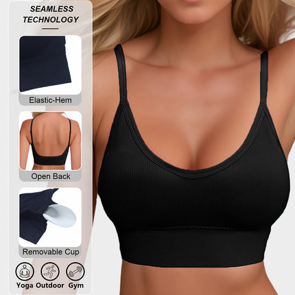 Knitted Ribbed Halter Sports Bra