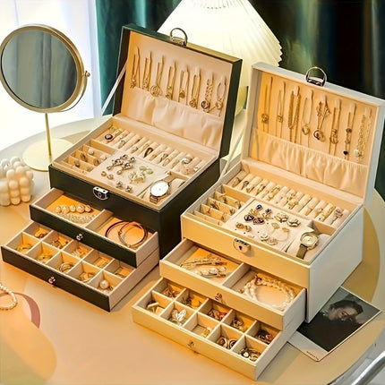 Elegant 3-Tier Jewelry Organizer Box - Luxe Storage Solution